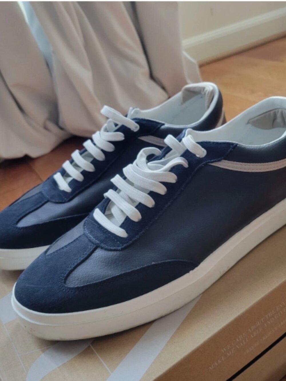 Zara Sneakers Black White Leather Suede Lace Up Mans Casual Shoes Size 10.5 - Picture 4 of 6